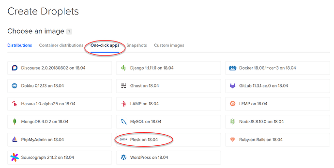 Plesk on DigitalOcean now a one-click app - How to deploy - Create Droplet