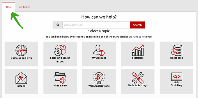 Hepsia Control Panel redesign - help center index