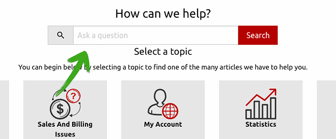 Hepsia Control Panel redesign - help center search